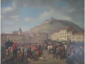 ONSLOW Edouard Amable 1830-1904,Scène de marché à St Flour,Vassy-Jalenques FR 2008-03-08