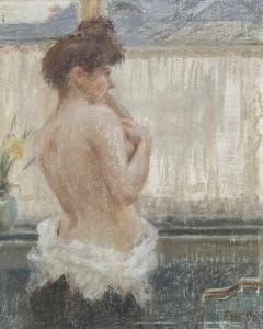 OPPENHEIM Alfred Nathaniel 1873-1953,Vor einem Fenster stehender weiblicher Ha,1903,Winterberg Arno 2020-10-17