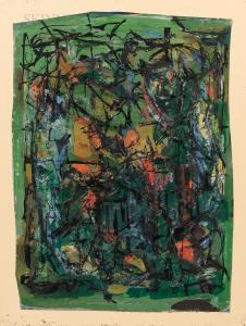 OPPER John 1908-1994,Abstract in Green and Black,1952,Skinner US 2022-08-02