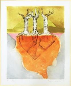 OPPERMANN Karl 1930,Drei Bäume mit Wurzelwerk,1972,Reiner Dannenberg DE 2020-03-19