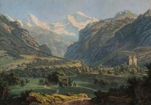 OPPERMANN Wilhelm Ulrich 1786-1852,Mönch und Jungfrau von Interlaken aus,Fischer CH 2014-11-26