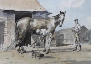 ORCHART Stanley 1920-2005,Farriers shoeing a horse,Gorringes GB 2023-09-11
