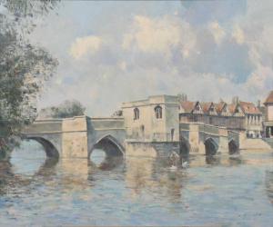 ORCHART Stanley 1920-2005,River scene with a stone bridge,Gilding's GB 2022-12-20