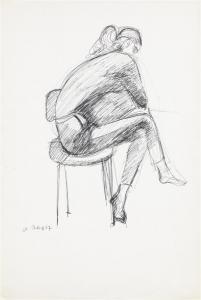 ORLOFF Chana 1888-1968,Femme assise sur un tabouret,1967,Tajan FR 2012-06-28