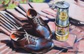 ORME Anthony E. 1945,Still life of miners shoes and lamp,1998,Peter Wilson GB 2021-09-23
