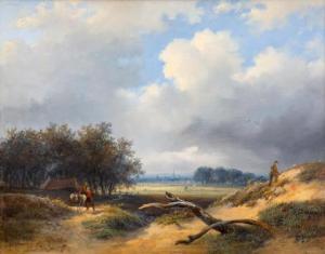 ORTMANS Francois Auguste 1827-1884,Jager en boer met ezel in een heuvelachtig lands,1846,Venduehuis 2021-02-28
