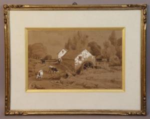 ORTMANS Francois Auguste 1827-1884,Vaches près du moulin,1857,Auxerre Enchères FR 2019-04-07