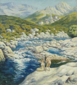 OSBORNE 1900-2000,Nude bathers in alpine landscape,1972,Burstow and Hewett GB 2016-01-27