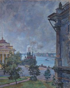OSMERKIN Alexander Alexandrov 1892-1953,Steamboat on the Neva by the Admiralty, L,1945,MacDougall's 2021-12-01