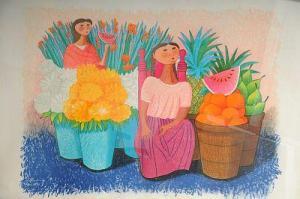 OSORIO Trinidad 1929-2002,Niñas con flores y frutas.,1993,Morton Subastas MX 2009-04-18