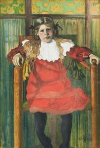 OSSLUND Helmer 1866-1938,Flicka i röd klänning,Uppsala Auction SE 2023-12-12