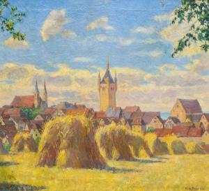 OSSWALD Fritz 1878-1966,German Village With Haystacks,5th Avenue Auctioneers ZA 2022-04-24
