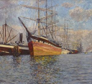 OSSWALD Fritz 1878-1966,Segelschiffe im Hafen,Kastern DE 2022-11-19