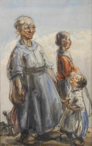 OST Alfred 1884-1945,Paysanne et enfants,Brussels Art Auction BE 2016-10-25