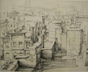 OSTROWSKY Abbo 1889-1975,Rooftops, New York,1930,Swann Galleries US 2011-06-23