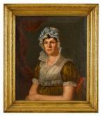 OTIS Bass 1784-1861,Seated woman in lace cap with blue ribbon in olive,Freeman US 2009-11-15