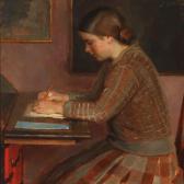 OTTESEN Johannes 1875-1936,A girl at a writing desk,1929,Bruun Rasmussen DK 2013-09-23