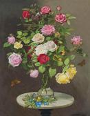 OTTESEN Otto Didrik 1816-1892,Roses in a vase on a marble table,1882,Christie's GB 2015-09-10