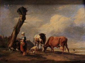 OTTEVAERE August Ferdinand 1810-1856,Bergère et bétail,Campo & Campo BE 2018-12-04