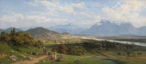 OTTO VON Ruppert,Blick auf Salzburg von einem Picknick bei Maria Pl,1881,Palais Dorotheum 2023-04-05