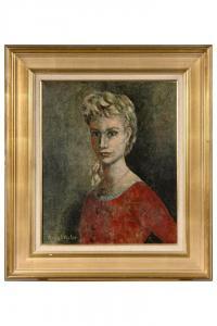 OUDOT Roland 1897-1981,Femme blonde au corsage rouge,Aguttes FR 2024-04-25