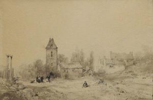 OUVRIE Justin Pierre 1806-1879,Le hameau,Saint Germain en Laye encheres-F. Laurent FR 2019-03-24