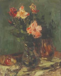 OVADIAHU Shmuel 1892-1963,Red flowers,Tiroche IL 2023-12-31