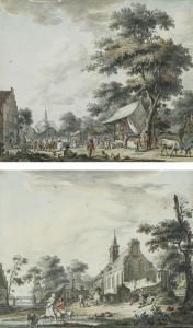 OVERBEEK Leendert 1752-1815,SCÈNE DE FOIRE DANS UN VILLAGE HOLLANDAIS,1776,Sotheby's GB 2017-03-31