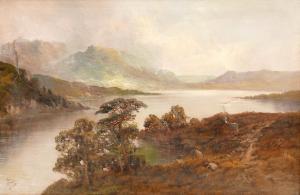 OWEN Joel,mountain lake with tree lined schor,1918,Batemans Auctioneers & Valuers 2022-06-24
