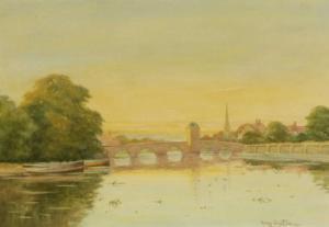 OYSTON George 1860-1937,St.Ives Bridge Huntingdonshire, watercolour, signe,Charterhouse 2008-01-18