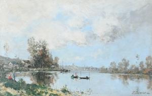 PÉRAIRE Paul Emmanuel 1829-1893,River landscape with fisherfolk,Woolley & Wallis GB 2024-03-06