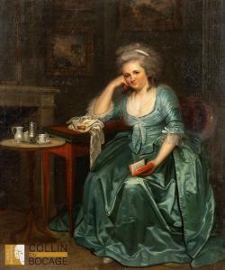 PÉRIN SALBREUX Lié Louis 1753-1817,Femme lisant à côté d\’un service à chocol,Delorme-Collin-Bocage 2024-03-22