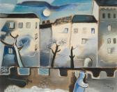 PAAR Ernst 1906-1986,Row of houses with a blue figure,1934,Palais Dorotheum AT 2014-11-25