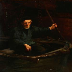 PABST Hermann 1840-1910,A fisherman in a rowboat,Bruun Rasmussen DK 2011-04-25