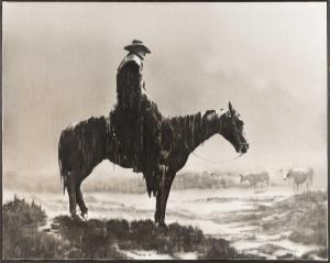 PACE John 1930-2006,Cowboy on horseback overseeing his herd,Eldred's US 2020-04-02