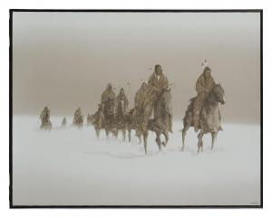 PACE John 1930-2006,Native American Tribe Travelling on Horseback in Snow,Burchard US 2021-02-21