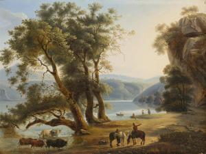PACETTI Michelangelo,An Italianate lakeside landscape with figures and ,1826,Rosebery's 2024-02-27
