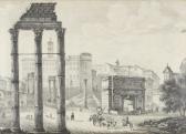 PACETTI Michelangelo,Vue du Forum à Rome, avec les vestiges du temple d,1837,Christie's 2008-04-10