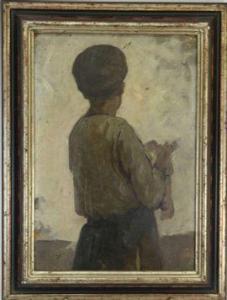 PACHOT D'ARZAC Alexis Paul 1844-1906,Jeune femme de dos tricotant,Art Valorem FR 2022-01-17