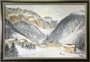 PACKER Richard Gordon 1916-1998,mountain village in winter,Wiederseim US 2018-07-14