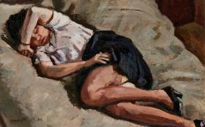 PACOUIL Georges 1903-1996,Jeune femme étendue à la jupe noire,1974,Art Richelieu FR 2024-04-16