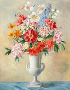 PACZKI MAHRHOLZ Lena,A still life with a bouquet of colourful flowers,Bruun Rasmussen 2020-10-06