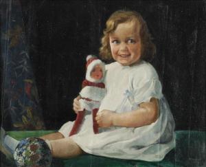 PADDEN Percy,Portrait of Daphne, the artist's daughter, with do,1929,Dreweatt-Neate 2011-02-23