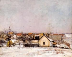 PADLY Aladar 1881-1949,Scenery of a village in winter,1929,Nagyhazi galeria HU 2021-11-28
