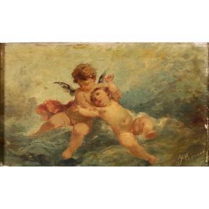 PADOVANO FRANCESCO 1842-1919,Scena con putti alati,Galleria Sarno IT 2020-10-21