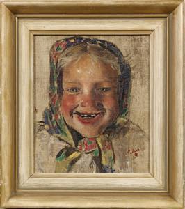 PADUA PAUL 1903-1981,Portrait eines lachenden Bauernmädchens Feinfühlig,1942,Schloss DE 2018-09-01