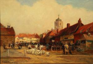 PAGE Henry Maurice 1845-1908,Viehmarkt in malerischer Stadt.,Zeller DE 2022-07-13
