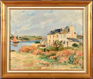 PAGES Jules Eugene 1867-1946,Maison en bord de mer, Bretagne,Osenat FR 2024-04-07