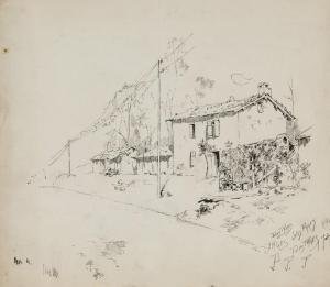 PAGES Jules Francois 1833-1910,sketch of a small home,888auctions CA 2018-11-08