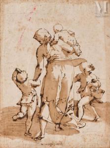 PAGGI Giovanni Battista 1554-1627,Mère accompagnée de ses trois enfants,Millon & Associés 2024-03-21